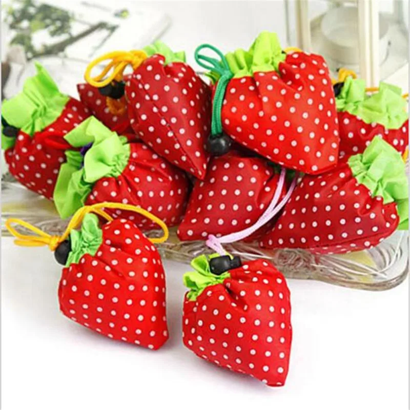 

1PCS Random Color Cute Strawberry Bags Foldable Tote Eco Reusable Storage Handbag Nylon