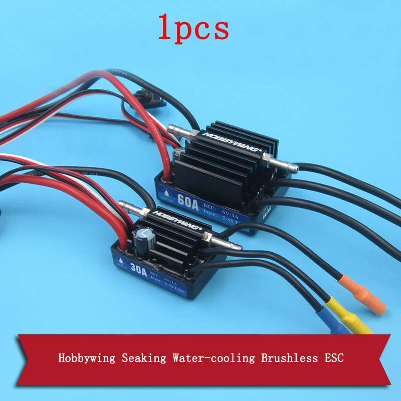 

1pcs Hobbywing Seaking Water-cooling Brushless ESC 30A/60A/120A/180A V3 Color-box Version Waterproof ESC for RC Jet Boats