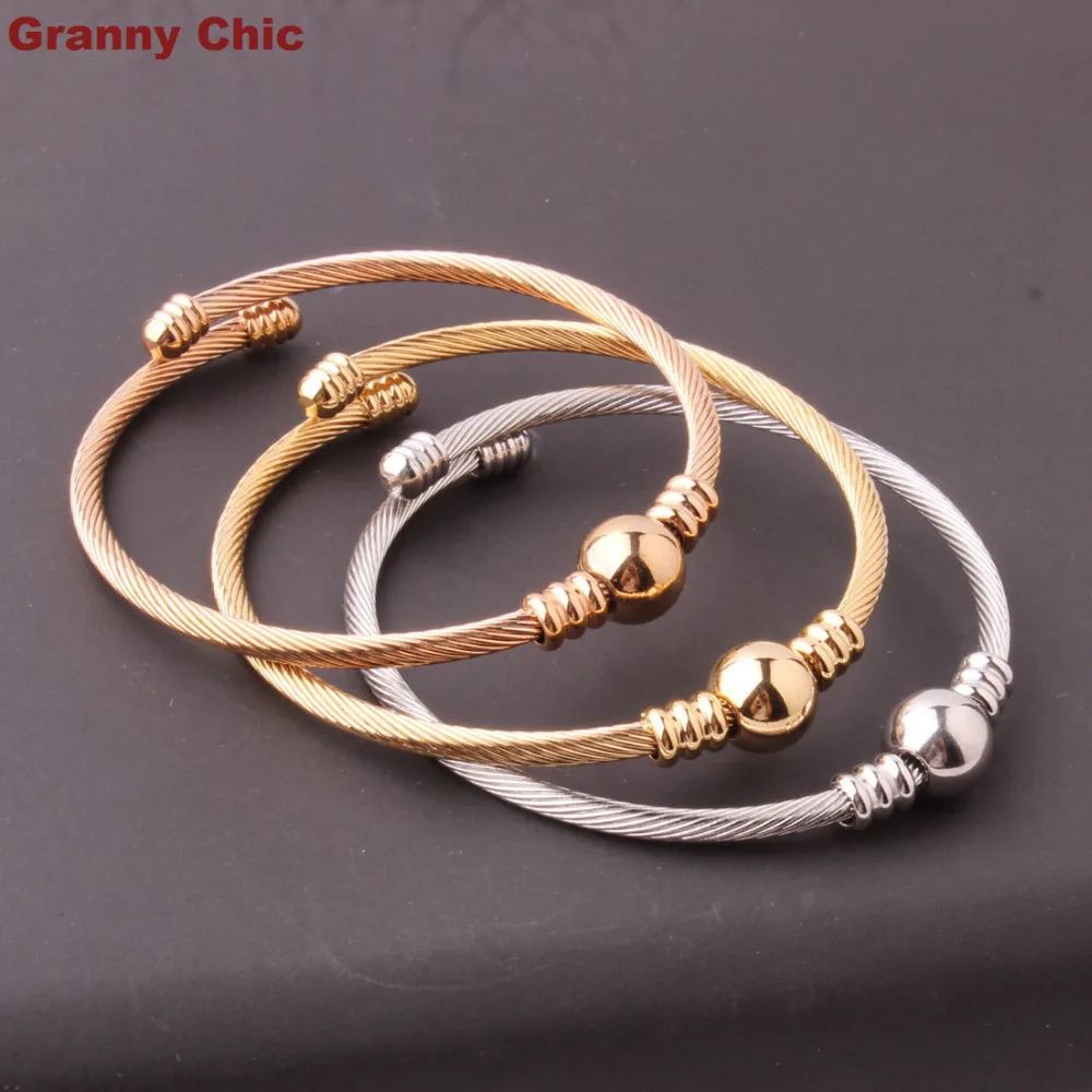 Womens Fashion New 3pcs/set Silver/Gold/Rose Gold Stainless Steel Round