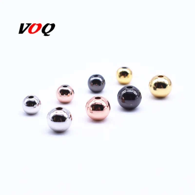 

50pcs Copper Spacer Beads 4mm 6mm 8mm Round Gold/Silver/Rose Gold /Black Color Loose Beads for DIY Jewelry Making Findings