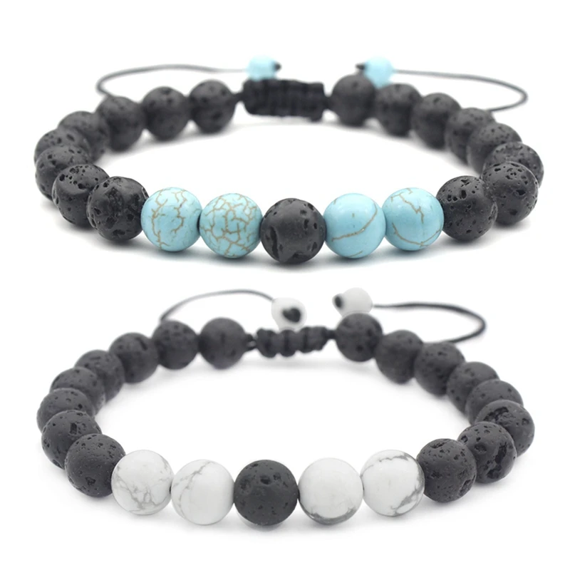 

Handmade black volcanic lava rock beads bracelet 8mm Bracelet Men Stone Bead Bracelet Mala Yoga Elastic Bracelet charm bracele