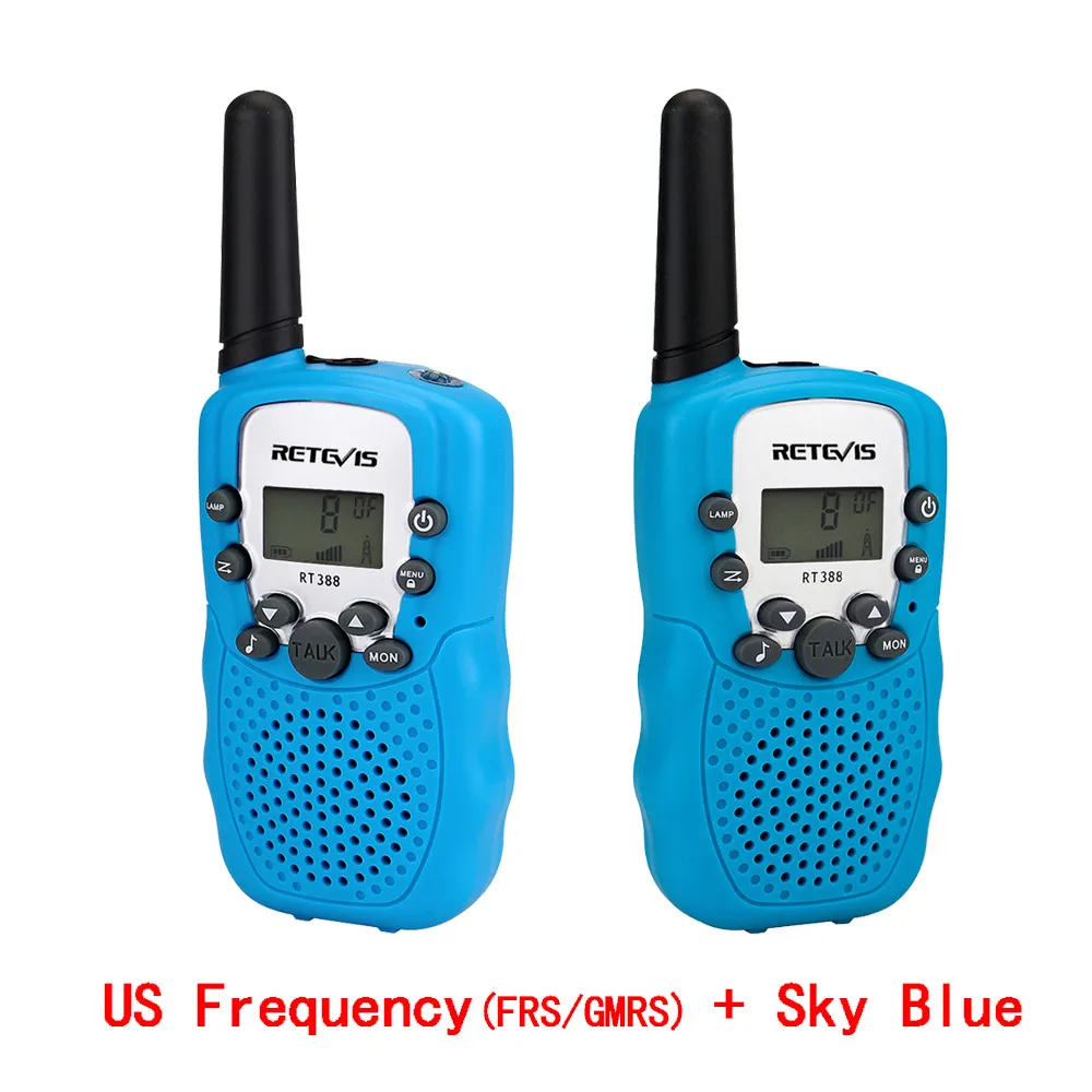 US Freq and Sky Blue 2 шт. Retevis RT388 детская рация детская игрушка радио 0,5 Вт ПМР PMR446 ФРС VOX фонарик 2 портативных радиостанций КВ трансивер - Цвет: US Freq and Sky Blue