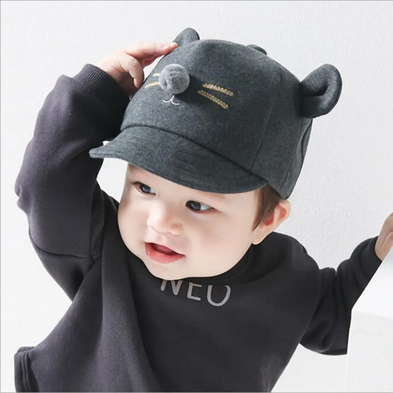 

SUOGRY Cartoon Cat Design Baby Hat Baseball Cap Cute Cotton Baby Boys Girls Summer Sun Hat Spring Autumn Peaked Cap