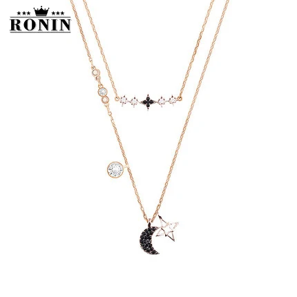 

RONIN Original Copy High Quality 1:1 Star And Moon Necklace Rose Gold Logo Gifts Preferred Free Package Manufacturer Wholesale