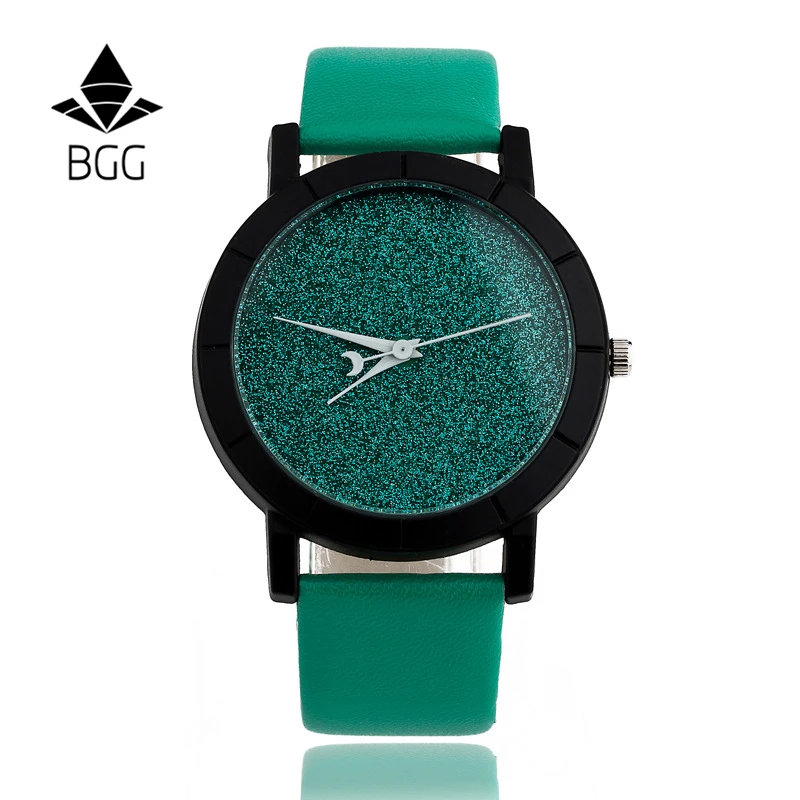 

BGG unisex watch ladies Casual Watch fashion Rhinestone Women Dress Watch Lovers' Leather Quartz Wristwatch clock hours gift