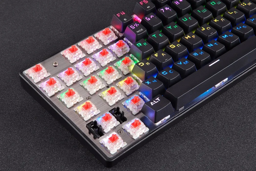 Motospeed CK104 металлический переключатель с 104 клавишами RGB игровая Проводная Механическая клавиатура светодиодный с подсветкой анти-привидение для геймерского компьютера