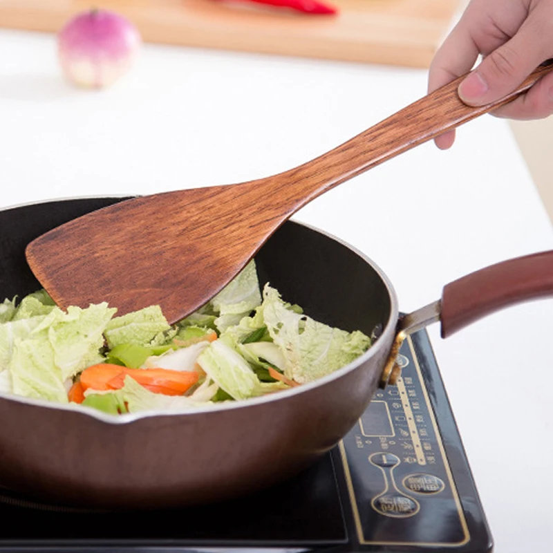 32cm Long Handled Kitchen Turner Wood Spatula Non-Stick Cookware Cooking Tools Durable Wooden Kitchen Utensils Accessories (5)