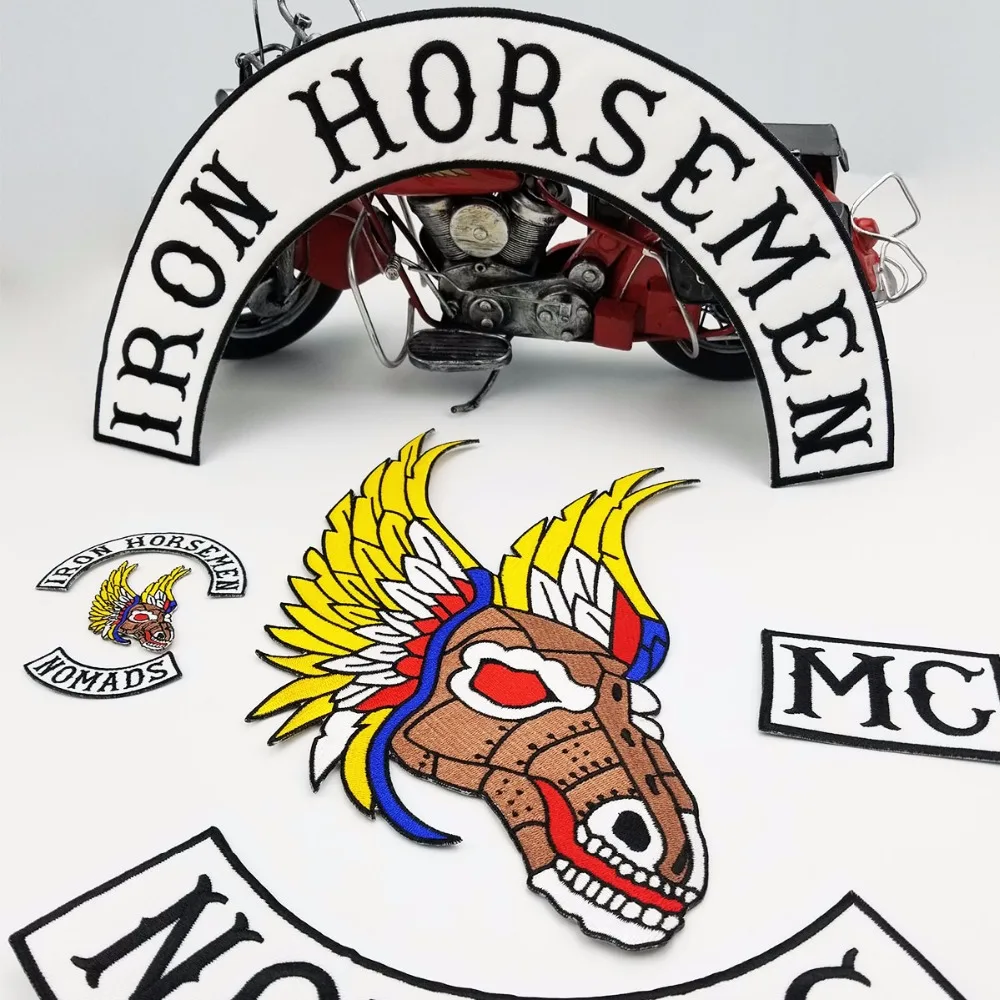 G0621 New LARGE HORSEMEN SETS Motorcycle Biker Embroidered Patch Full Back Size for JACKET VEST 38cm MC PATCH (5)