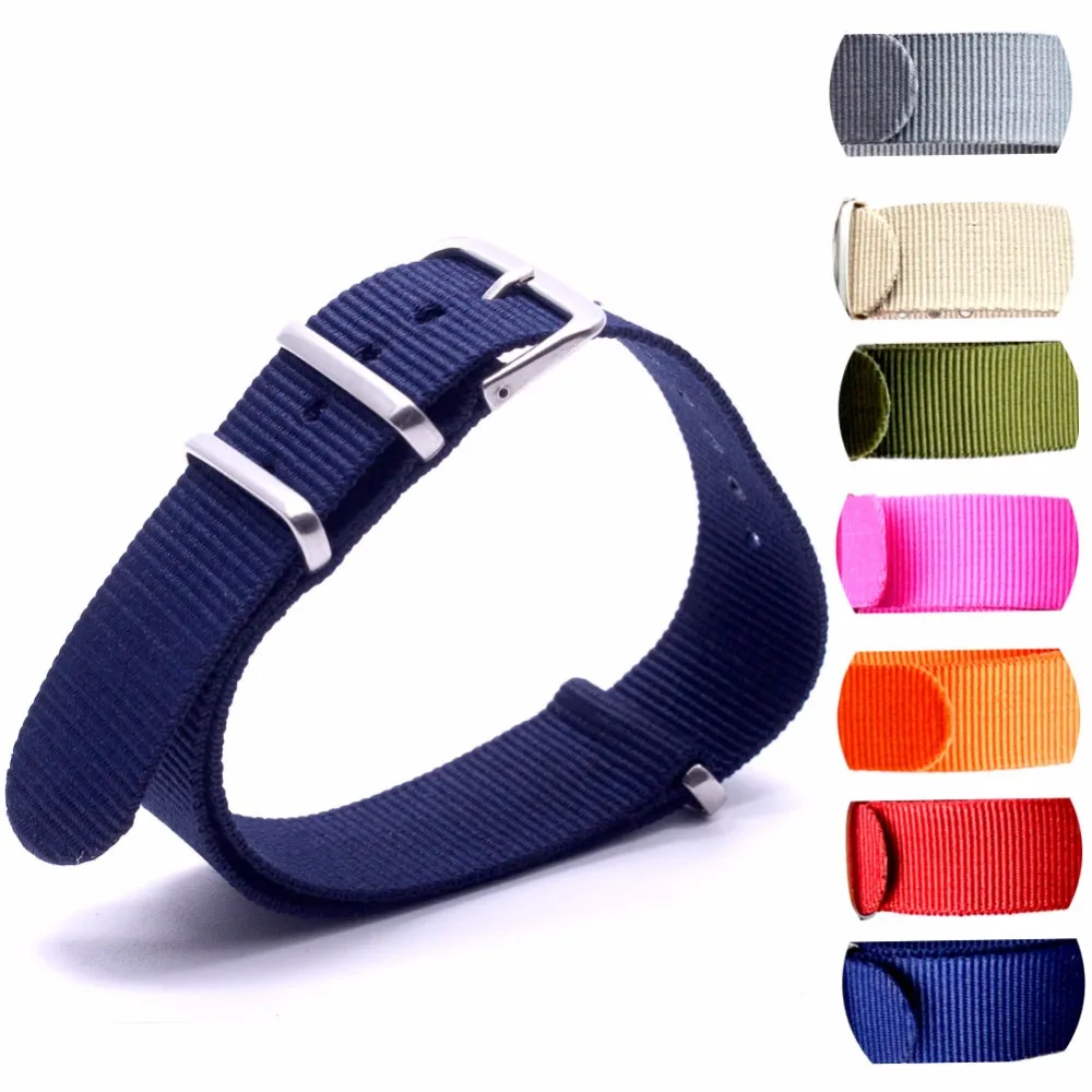 

Watch Band Luxury Nylon Fabric 18mm 20mm 22mm Alloy Buckle Watch Accessories Colorful Stripe Watchbands Sport Band