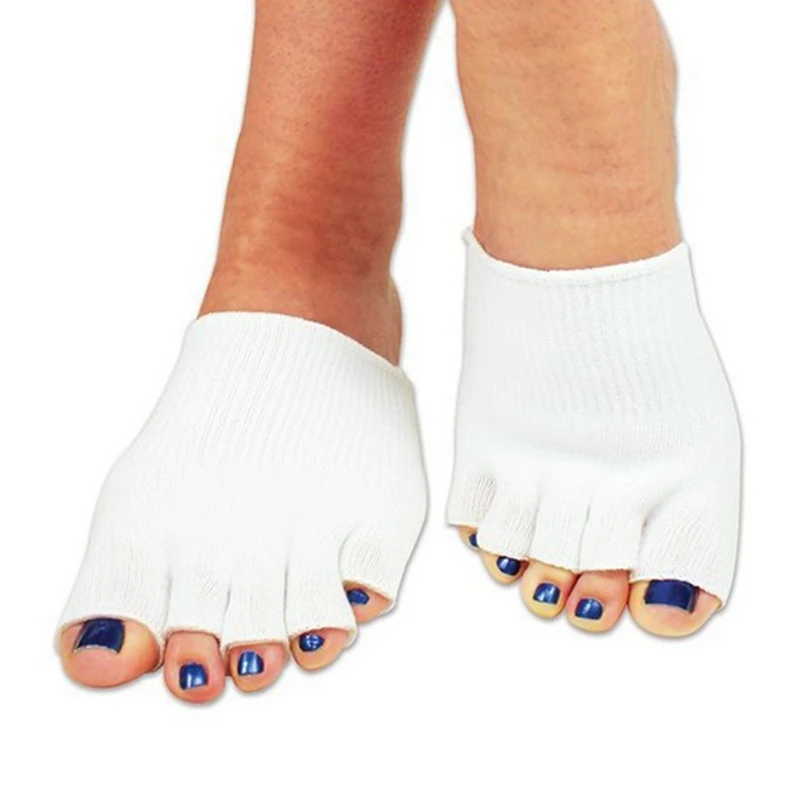 1 Pair Compression 5 Toe Separating Socks Pedicure Feet Pain Relief Gel