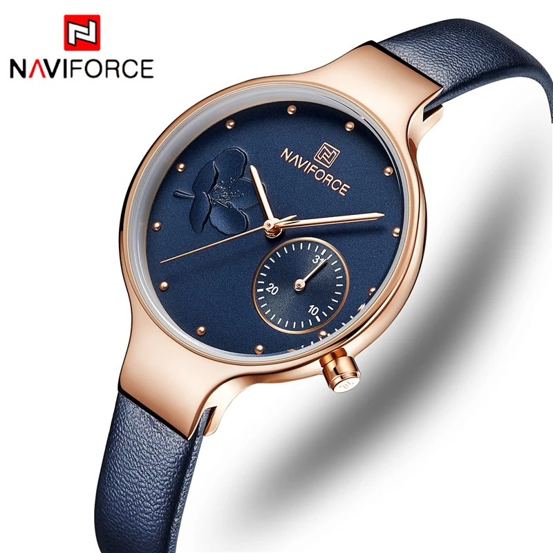 

NAVIFORCE Brand Women Fashion Casual Quartz Wrist Watch Ladies Leather Watches Waterproof Luxury Lady Watch Relogio Feminino