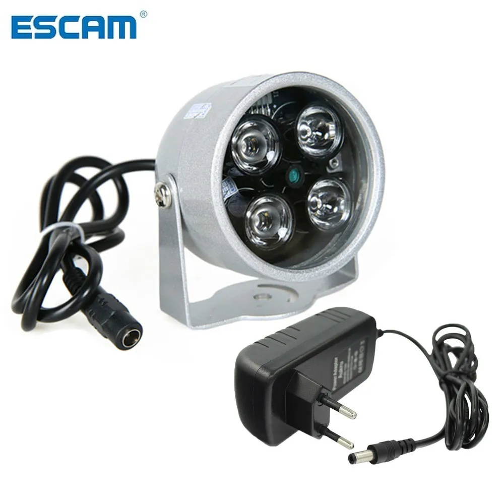 

ESCAM CCTV LEDS 4 array IR led illuminator Light CCTV IR Infrared waterproof Night Vision For Security Camera use 12V 2A power