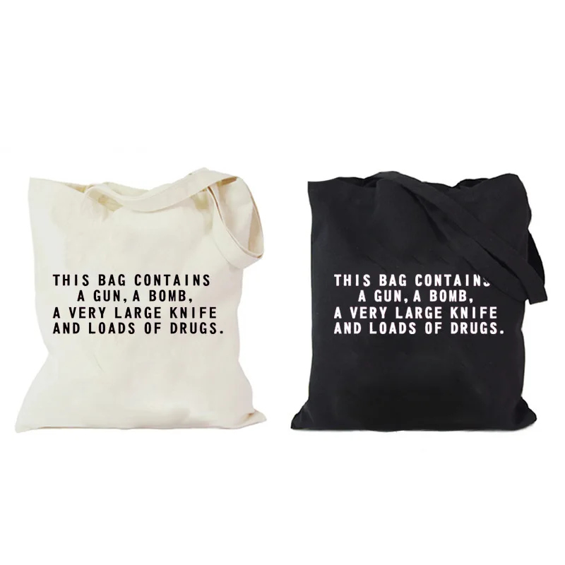 

Canvas Tote Casual Bags Foldable Grocery Bag Reusable Eco-friendly Supermarket Shopping Bag Travel Handbag Shoulder bag Letters