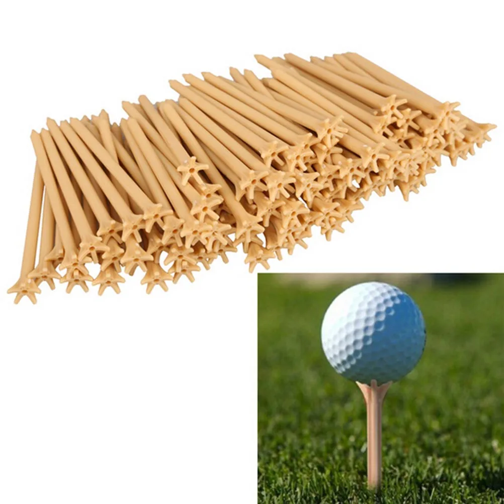 100 Pcs Pack Professional Frictionless Golf Tee Plastic 70mm Wheat Golf Tees