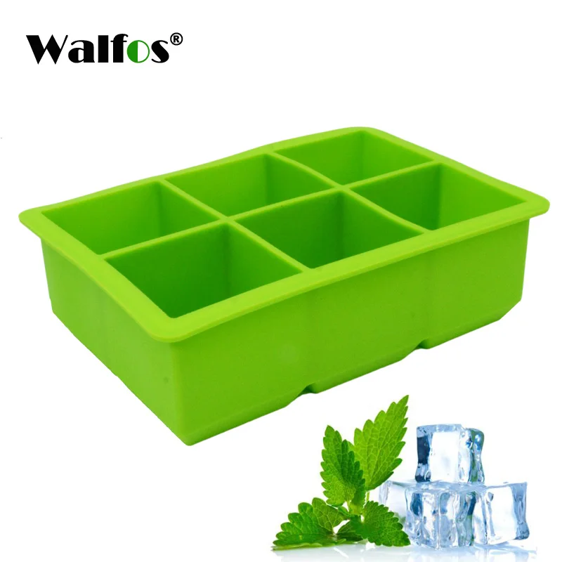 square green 1 шт., большой размер, 6 ячеек, силиконовая форма для льда, шар для льда, лоток для льда, шар для виски, производитель 6 силиконовых форм, производитель для бара P - Цвет: square green