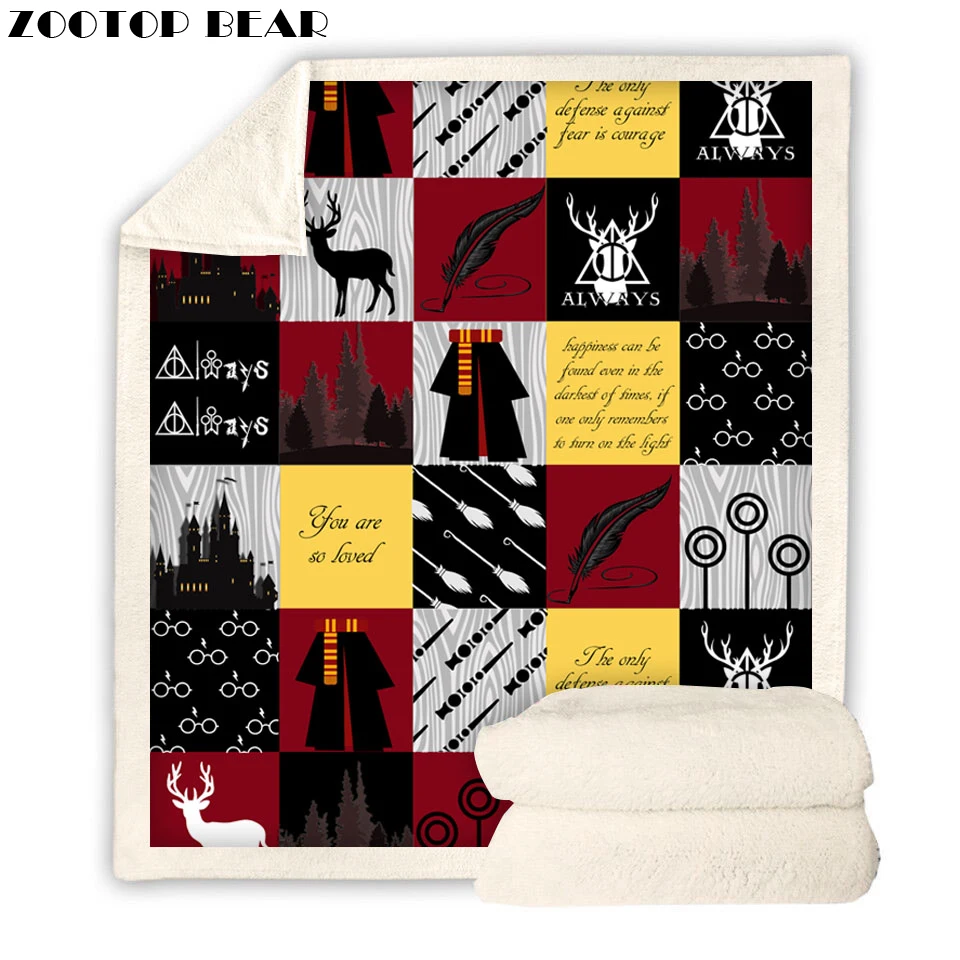 

Harry Potter House Plush Throw Blanket for Adults Sherpa Fleece Harry Potter Design Microfiber Bedspread Blanket on the Bed Sofa