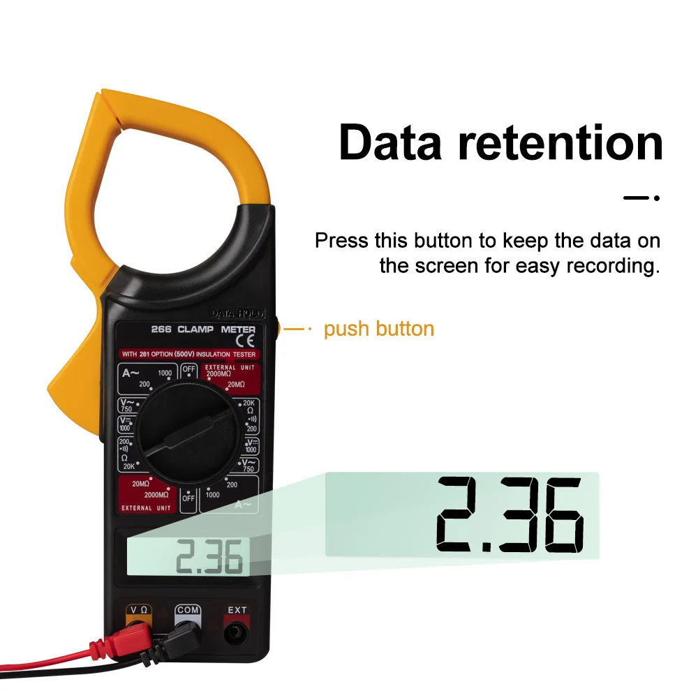 Цифровой токовые клещи зуммер Удержание данных Бесконтактный мультиметр Вольтметр Омметр Амперметр Омметр Вольт AC DC