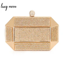 Роскошная Луна дизайнерская клатч вечерняя сумочка вечерний роскошный ридикюль алмазный Золотой клатч Сумки железная коробка вечерние сумки bolsa de festa