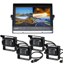 DIYKIT 10 Inch Сплит QUAD Монитора Автомобиля + 4 х CCD ИК ночного Видения Камеры Заднего вида Водонепроницаемая для Автомобилей Грузовик Автобус Заднего Вида камера