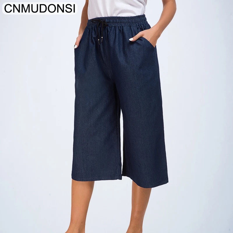 

New Vintage Wide Leg Jeans Big Pocket Loose Washed High Waist Denim Jeans Ankle Pants For Women Pantalon Femme Light Dark Blue