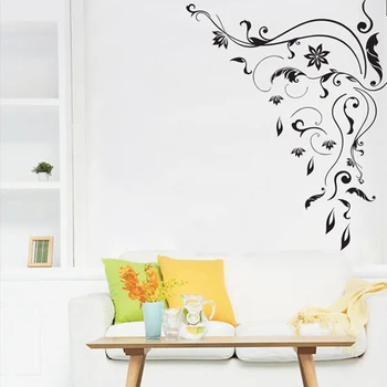 

Black flower vine wall sticker home decor for Bedroom living room TV background decoration Mural art Decals stickers on the wall