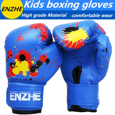 Luvas de Couro Respirável Barata Qualidade Crianças Bebê Kick Luta Grafite Boxe Muay Thai Desenho Engraçado pu Boa