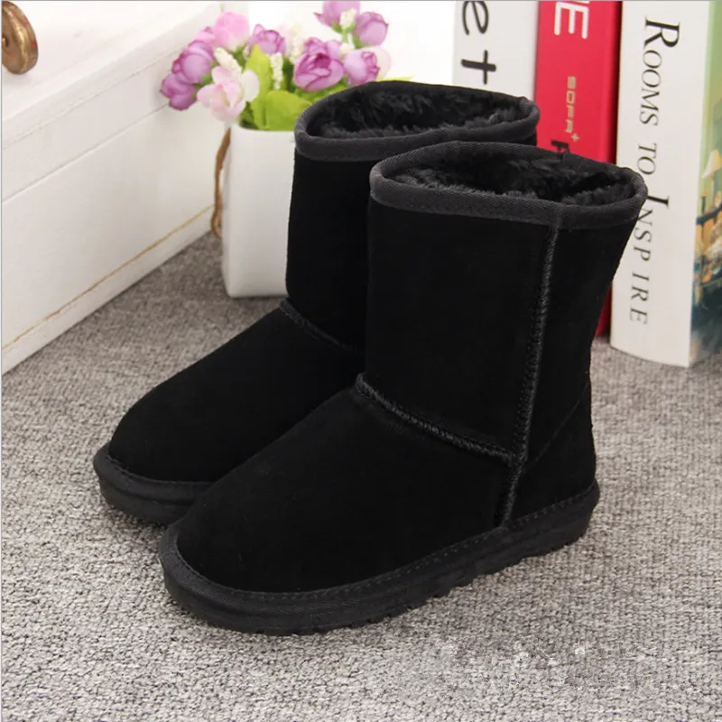 Boys and Girls Australia Style Kids Snow Boots Waterproof Slip-on Children Winter Cow Leather Boots Brand Ivg EU 21-35