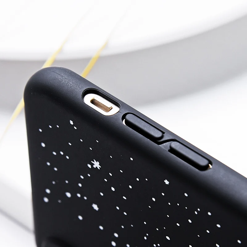 TOMKAS Moon Patterned Cases For iPhone X 8 7 6S Case Hard PC Cover Matte Space Plain Cases For iPhone 6 7 8 Plus Cute  (9)