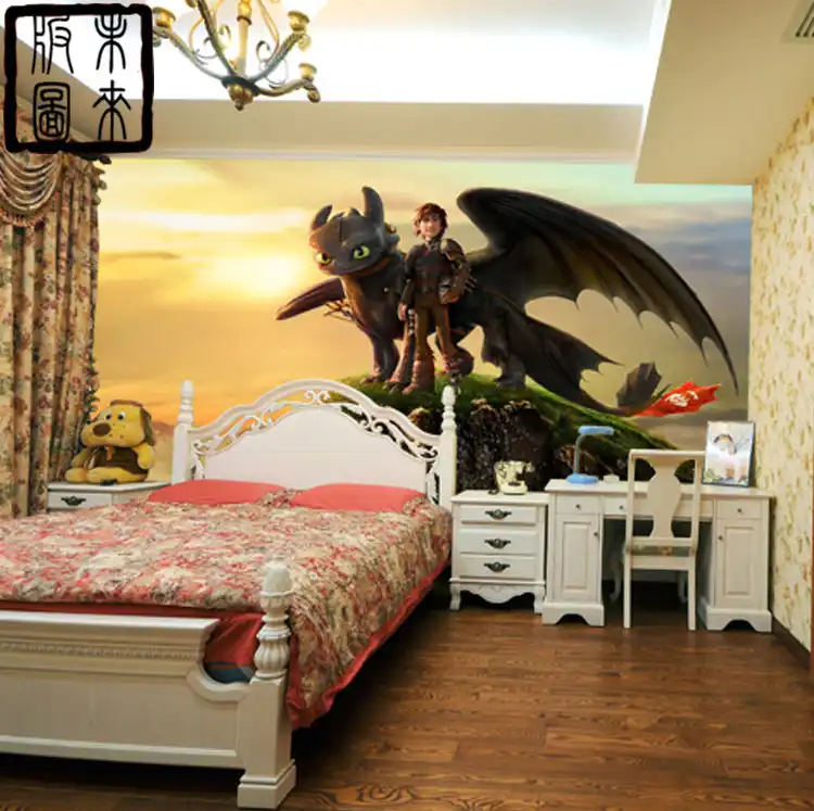 How To Train Your Dragon Photo Wallpaper 3d Cartoon Wallpaper Wall Mural Designer Art Boys Kids Room Decor Bedroom Living Room