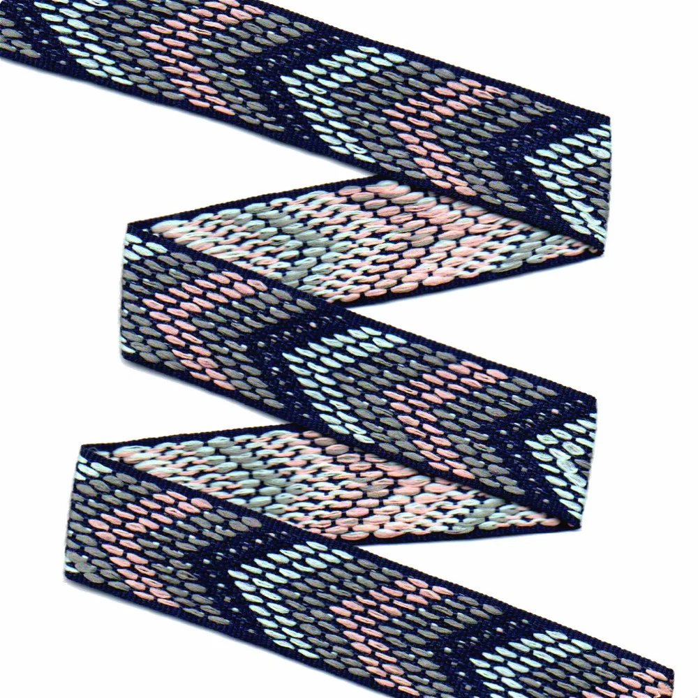 

ZERZEEMOOY 1 inch 25mm 10yard/lots single face Dark blue bottom geometry arrow dog necklace Woven Jacquard Ribbon QDZD17061706