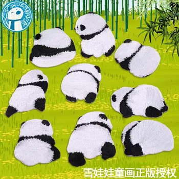 

10pcs/lot 3d Embroidered Patches for Cloth Sticker Cartoon Cute Diy Little Panda Snow Doll Pet Heat Transfer Applique