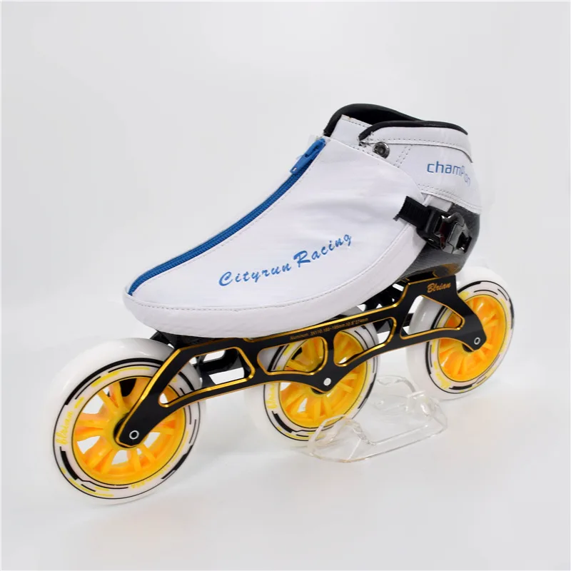 CITYRUN 6-طبقات الكربون الألياف 3X125 ملليمتر ماراثون مضمنة سرعة أحذية التزلج على الجليد 3 عجلات 125 ملليمتر بطل سباق التمهيد إطار عجلة تحمل