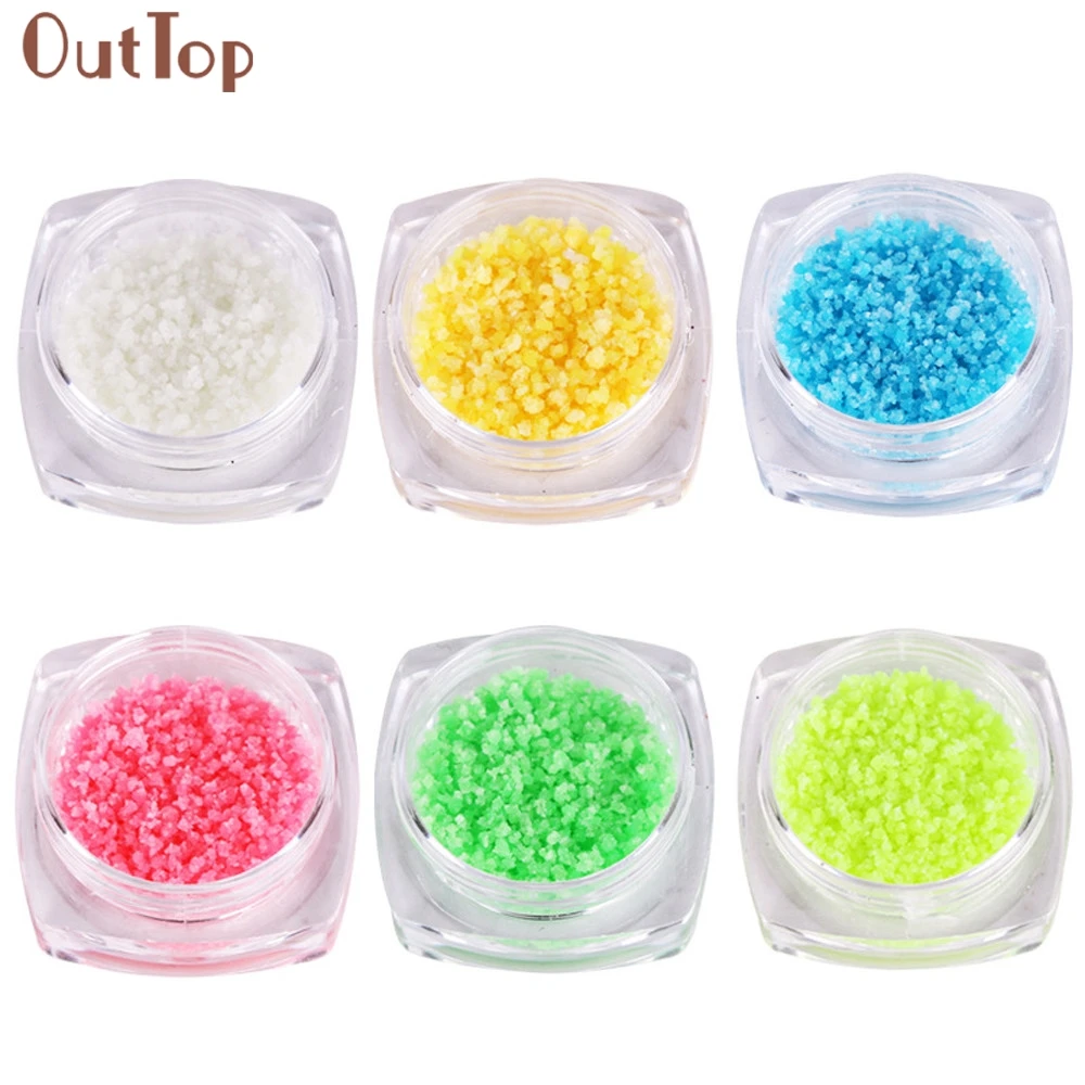 

OutTop Environmentally friendly materials 6 Colors Series of Fluorescent Neon Luminous Gel Nail Decoration for Glow in Dark 0125