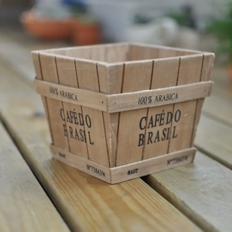 

Top Fasion Organizer Caixa Organizadora Zakka Wooden Box Basket Container Networking Storage Flower Plant free Shipping