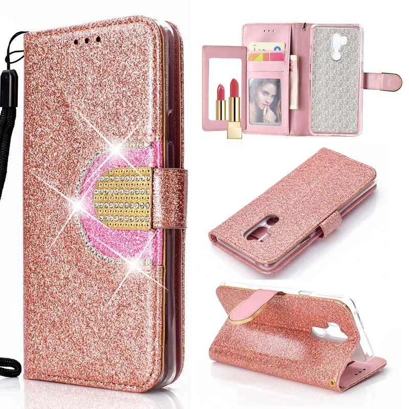 KEFO Bling Glitter Wallet Case For LG G7 Diamond Flip Mirror Cover For LG Stylo 4  K8 2018  K10 2018 Card Holder Coque Capa    (3)