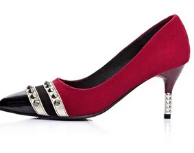 Стандарт отправки экземпляров Chao обувь с острым носком в комплекте средств торговли Туфли на каблуке Женская обувь Весенние модели больших размеров 34-43 w629 - Цвет: Красный