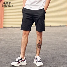Enjeolon/летние шорты; Новинка года; модные прямые повседневные брюки до колена с эластичной резинкой на талии; пляжные шорты с карманами; KZ6384