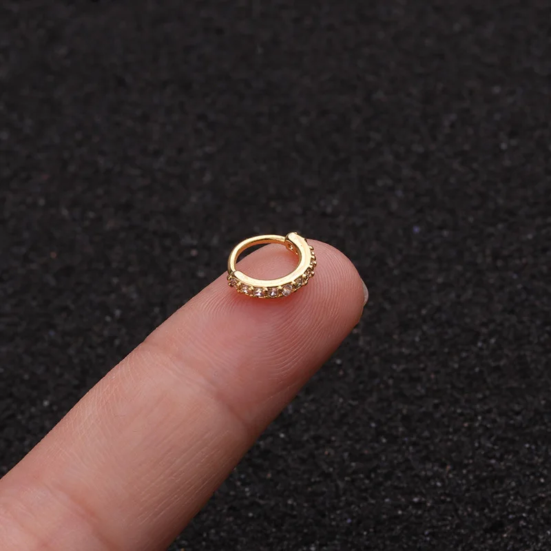 1PC 6-10mm Cz Nose Hoop Nostril Ring Flower Helix Cartilage Tragus Earring 20gx8mm Cz Cartilage Huggie Hoop Earring Jewelry - Image 6