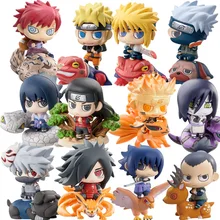6pcs/set Pop Naruto Sasuke Uzumaki Kakashi Gaara Action With Mounts Figures Japan Anime Collections Gifts Toys WX171