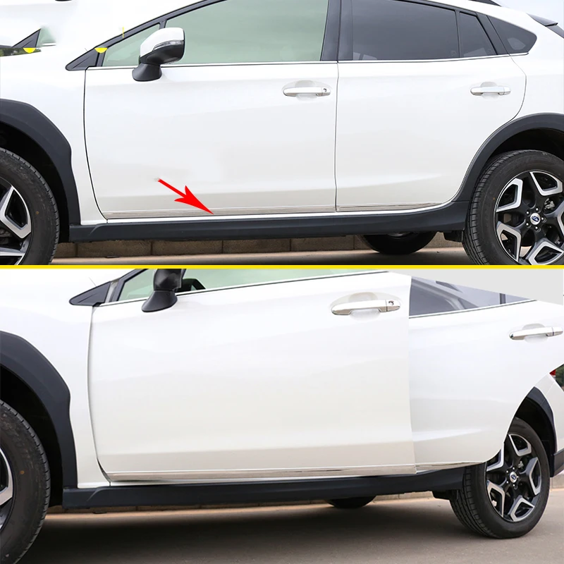 

Side Door Molding Body Side Strip Streamer Protection Lid Molding Cover Trim Car Styling Accessories 4Pcs For Subaru XV 2018