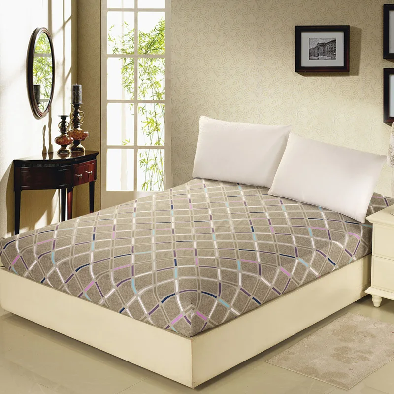 

100% Cotton Anti-dirty Printing Mattress Protector Cover Removable Washable Bed Fitted Sheet Mattress Case