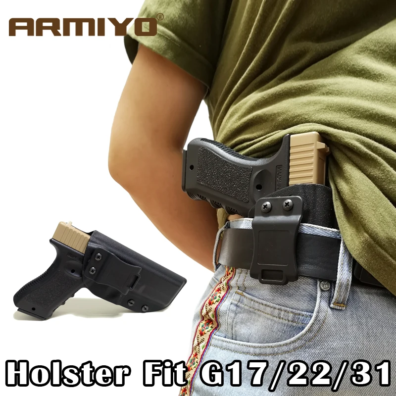 

Armiyo Inside The Waistband Pistol Gun Holster Custom For G17 G22 G26 G31 Concealed Belt Clip Right Hand