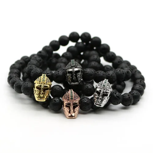 Prix pour Micro Pave CZ Argent Plaqué Romain Spartan Guerrier Gladiador Casque Bracelet Hommes de Noir Lava Rock Pierre Perle Bracelets NU-1 Prix pour Micro Pave CZ Argent Plaqué Romain Spartan Guerrier Gladiador Casque Bracelet Hommes de Noir Lava Rock Pierre Perle Bracelets NU-1