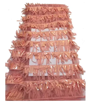 

2019 Popular design embroidery sequins french lace high end nigerian african tulle lace fabric for party/wedding DA02
