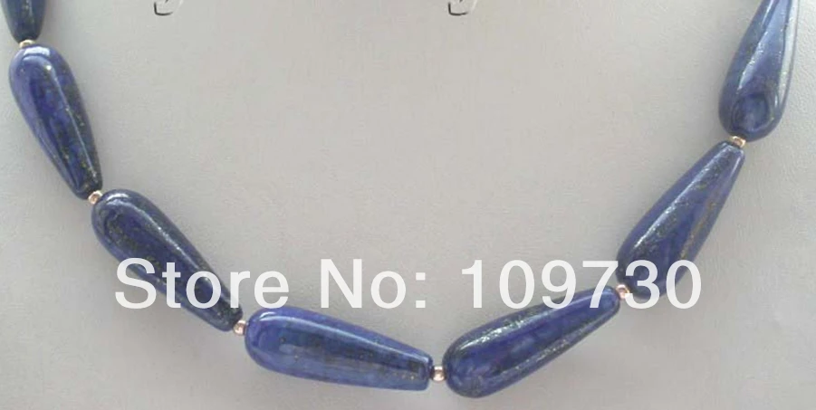 

Jewelry 002387 Natural 11x30mm Blue Lapis Lazuli Necklace 14KGP