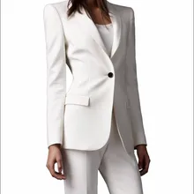 Slim Fit индивидуальный заказ цвета слоновой кости женские брючные костюмы шаль лацкан мода длинный рукав дамы одна кнопка куртка+ брюки