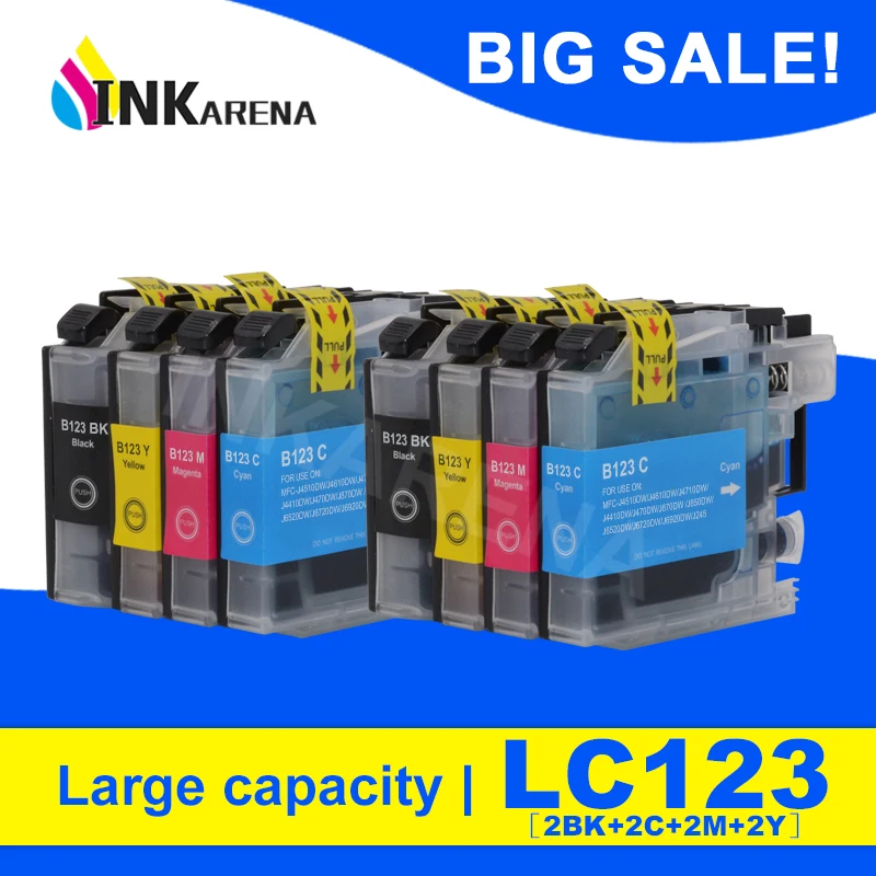 

LC121 LC123 Ink Cartridge For Brother DCP J4110DW J132W J152W J552DW J752DW J172W Full Ink Cartridges Printer with chip LC 121