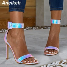 Aneikeh 2019 взрослые летние женские сандалии из ПУ с ремешком и