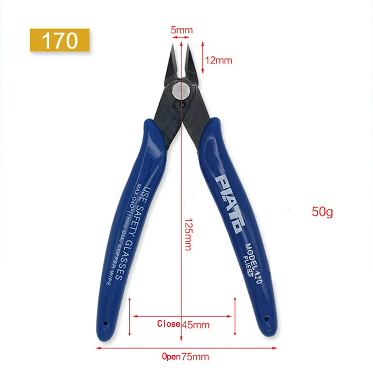 Электрические кусачки для кабеля режущие боковые ножницы смывные плоскогубцы щипцы, ручной инструмент 170