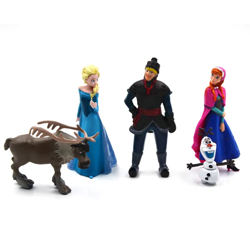 Disney Hot Toys For Kid Fashion Frozen 5 Pcs Set Action Figures Princess Elsa Anna Prince Anime Figures Juguetes Ty064